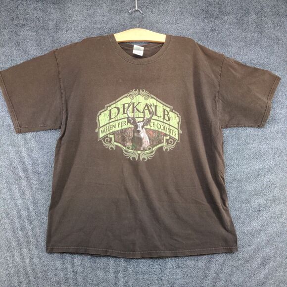 Gildan Men's Ultra Cotton Dekalb Deer Graphic T-Shirt Brown XL Short Sleeve - Picture 2 of 13
